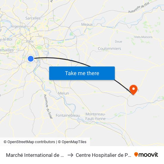 Marché International de Rungis to Centre Hospitalier de Provins map