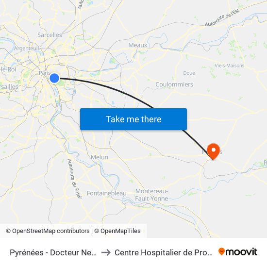 Pyrénées - Docteur Netter to Centre Hospitalier de Provins map