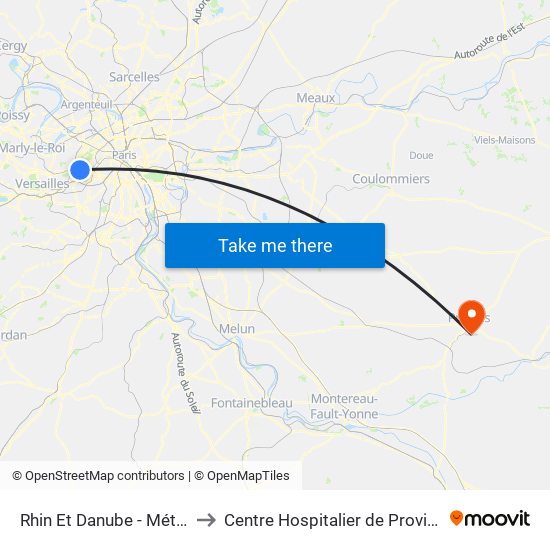 Rhin Et Danube - Métro to Centre Hospitalier de Provins map