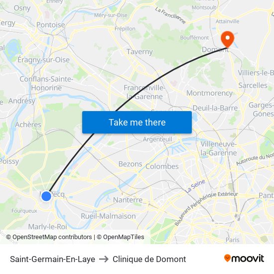 Saint-Germain-En-Laye to Clinique de Domont map