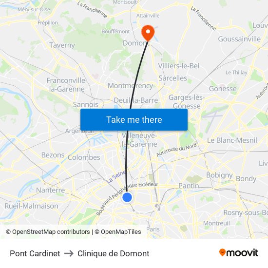Pont Cardinet to Clinique de Domont map