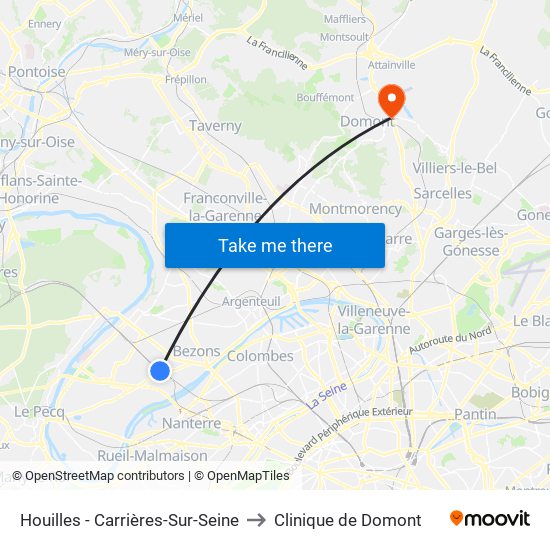 Houilles - Carrières-Sur-Seine to Clinique de Domont map