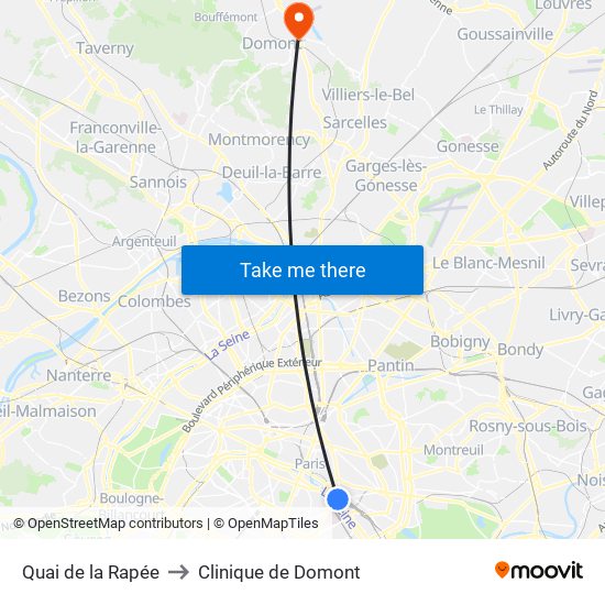 Quai de la Rapée to Clinique de Domont map