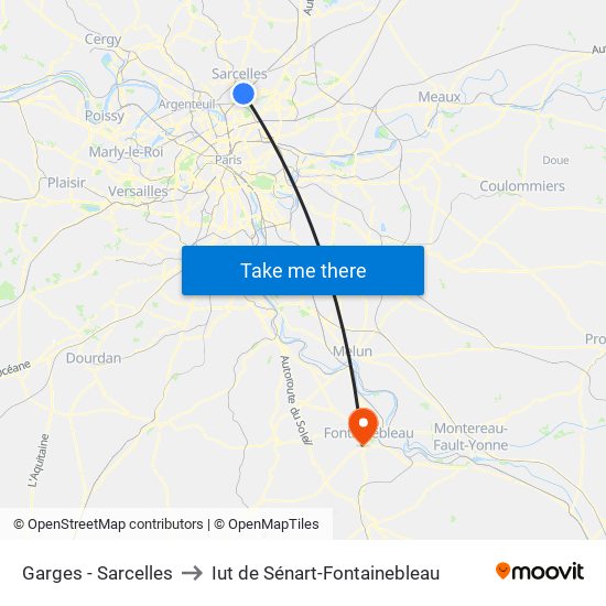 Garges - Sarcelles to Iut de Sénart-Fontainebleau map