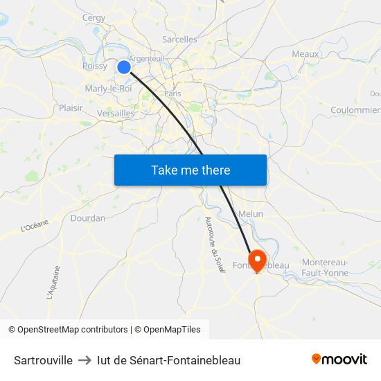 Sartrouville to Iut de Sénart-Fontainebleau map