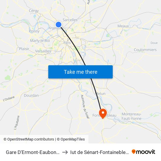 Gare D'Ermont-Eaubonne to Iut de Sénart-Fontainebleau map