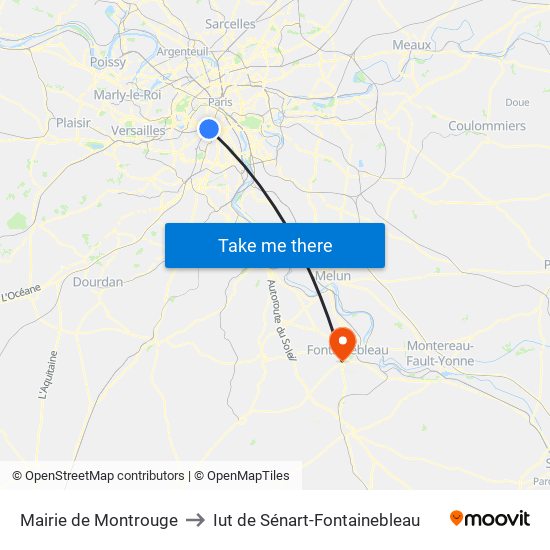 Mairie de Montrouge to Iut de Sénart-Fontainebleau map