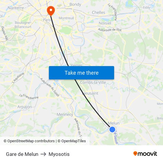 Gare de Melun to Myosotis map