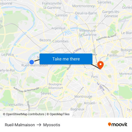 Rueil-Malmaison to Myosotis map