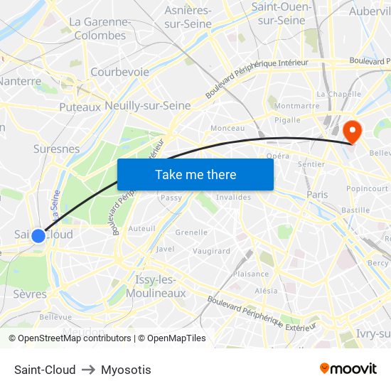Saint-Cloud to Myosotis map