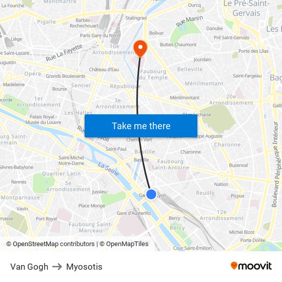 Van Gogh to Myosotis map