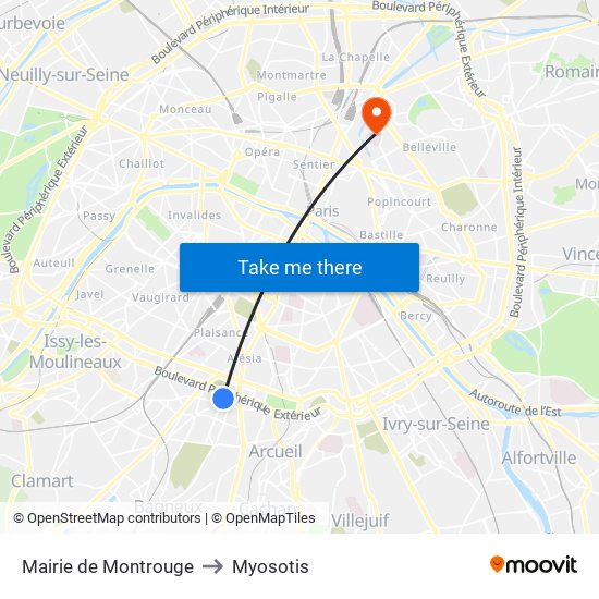 Mairie de Montrouge to Myosotis map
