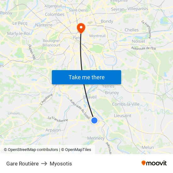 Gare Routière to Myosotis map