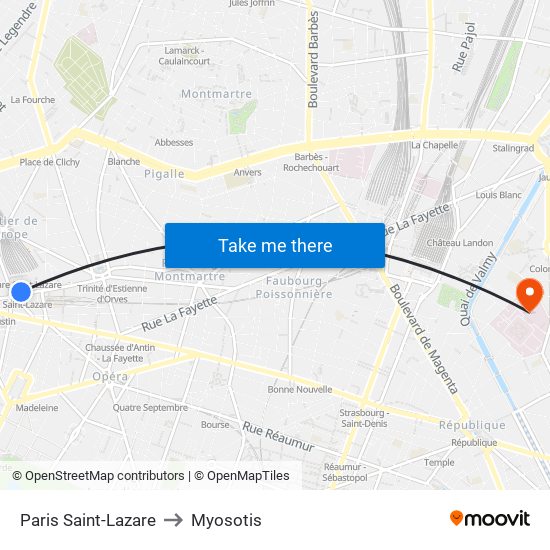 Paris Saint-Lazare to Myosotis map