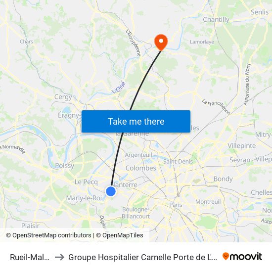 Rueil-Malmaison to Groupe Hospitalier Carnelle Porte de L'Oise - Site Les Oliviers map