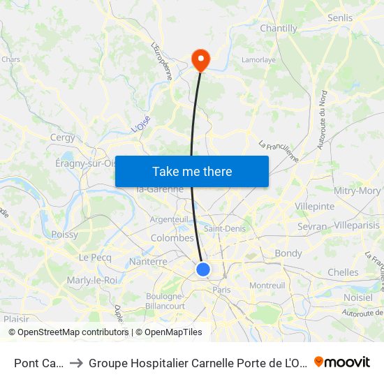 Pont Cardinet to Groupe Hospitalier Carnelle Porte de L'Oise - Site Les Oliviers map