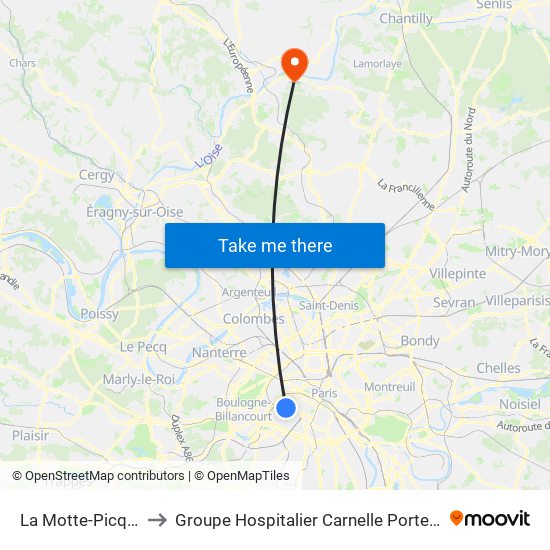 La Motte-Picquet - Grenelle to Groupe Hospitalier Carnelle Porte de L'Oise - Site Les Oliviers map