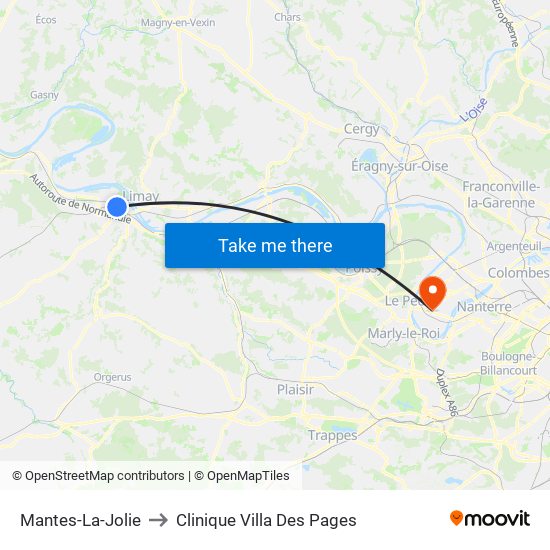 Mantes-La-Jolie to Clinique Villa Des Pages map