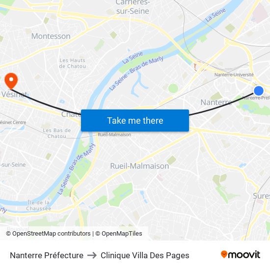 Nanterre Préfecture to Clinique Villa Des Pages map