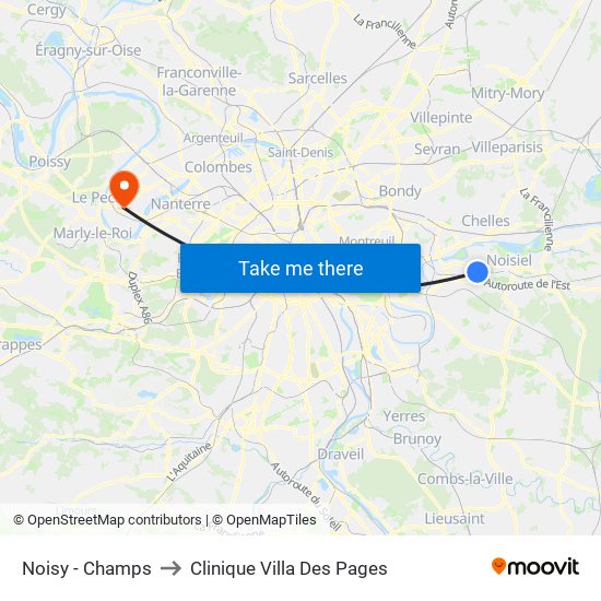Noisy - Champs to Clinique Villa Des Pages map