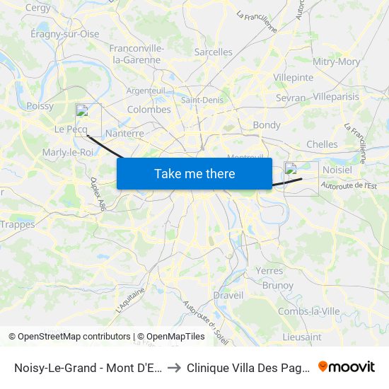Noisy-Le-Grand - Mont D'Est to Clinique Villa Des Pages map