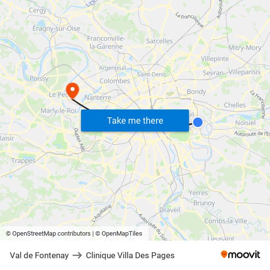 Val de Fontenay to Clinique Villa Des Pages map