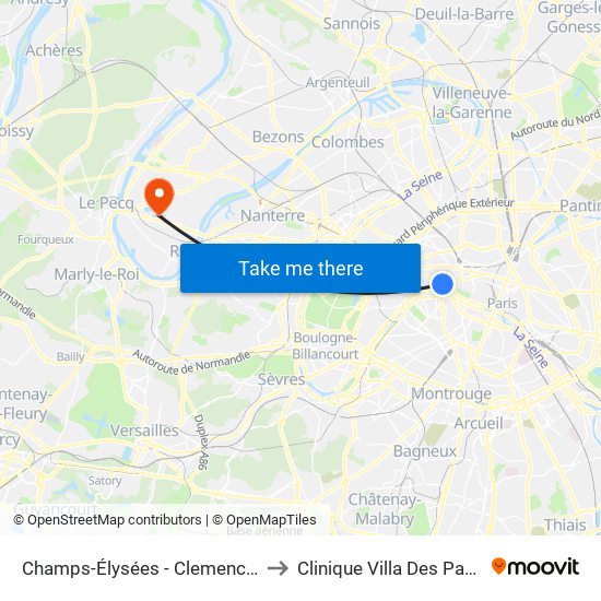 Champs-Élysées - Clemenceau to Clinique Villa Des Pages map
