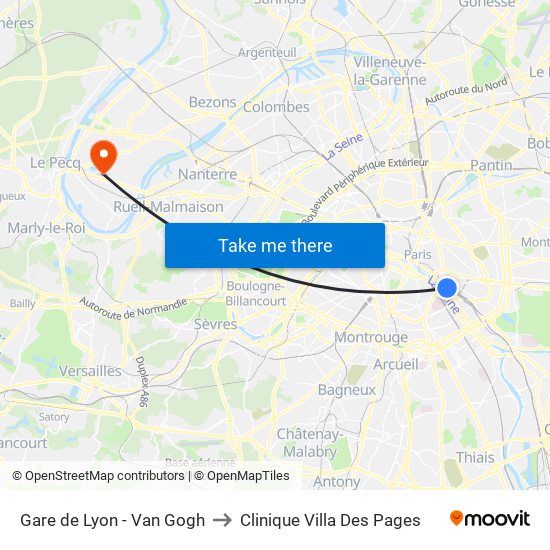 Gare de Lyon - Van Gogh to Clinique Villa Des Pages map