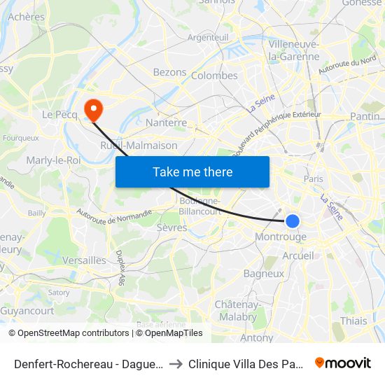 Denfert-Rochereau - Daguerre to Clinique Villa Des Pages map