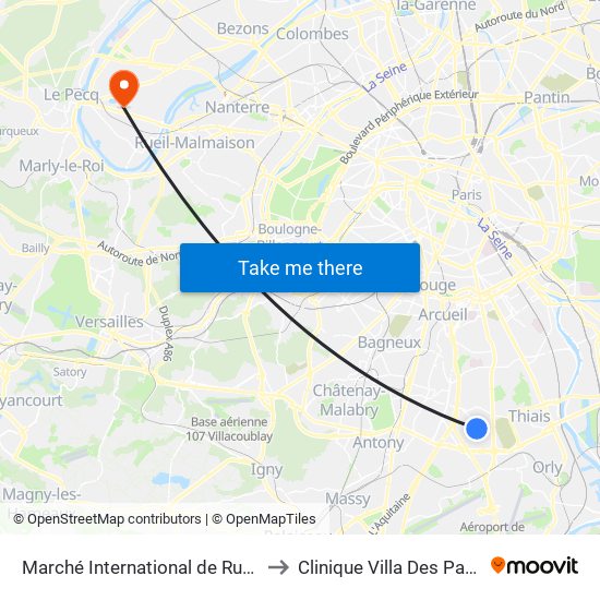 Marché International de Rungis to Clinique Villa Des Pages map