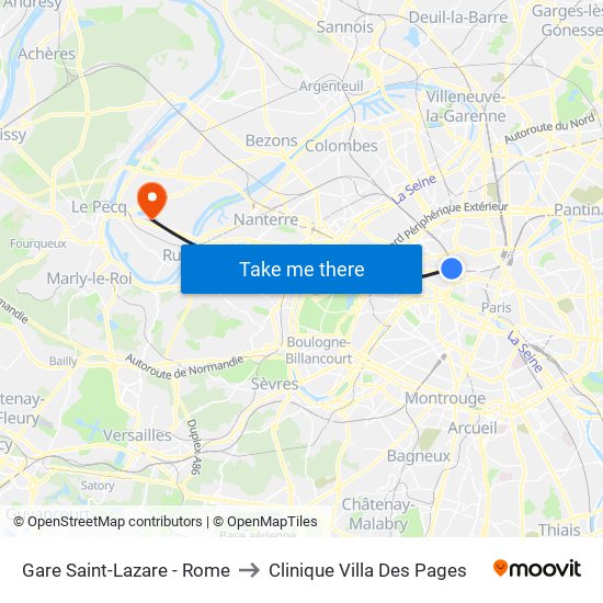 Gare Saint-Lazare - Rome to Clinique Villa Des Pages map