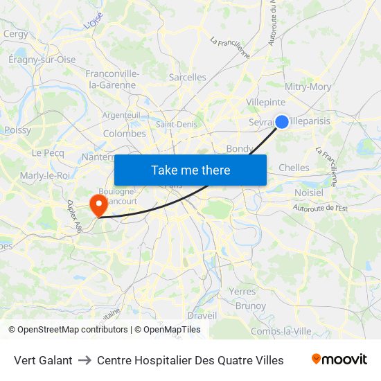 Vert Galant to Centre Hospitalier Des Quatre Villes map