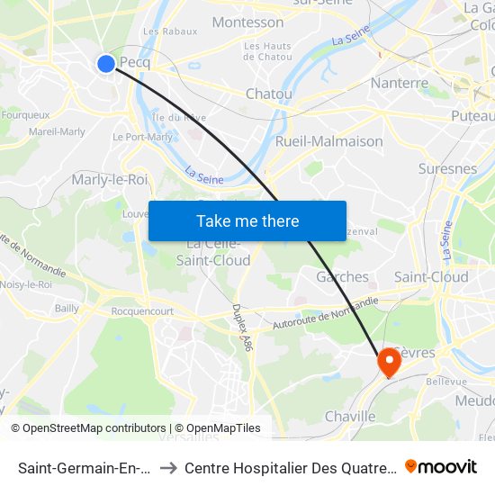 Saint-Germain-En-Laye to Centre Hospitalier Des Quatre Villes map