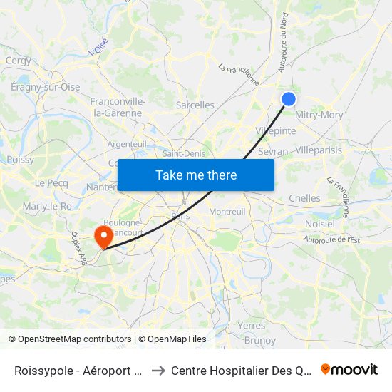 Roissypole - Aéroport Cdg1 (G1) to Centre Hospitalier Des Quatre Villes map