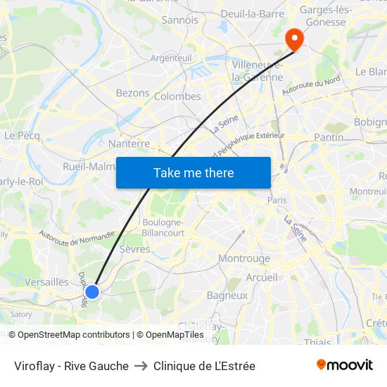 Viroflay - Rive Gauche to Clinique de L'Estrée map