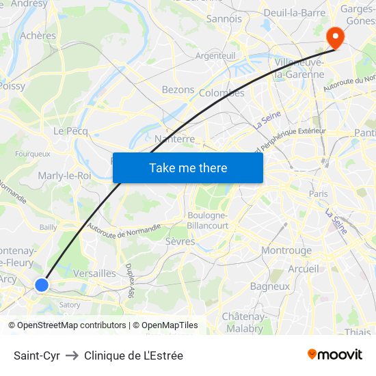 Saint-Cyr to Clinique de L'Estrée map