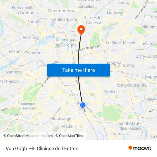 Van Gogh to Clinique de L'Estrée map