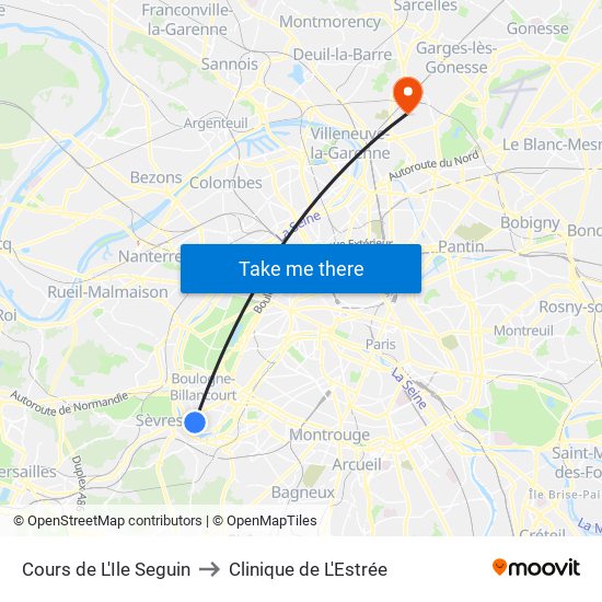 Cours de L'Ile Seguin to Clinique de L'Estrée map