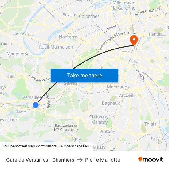 Gare de Versailles - Chantiers to Pierre Mariotte map