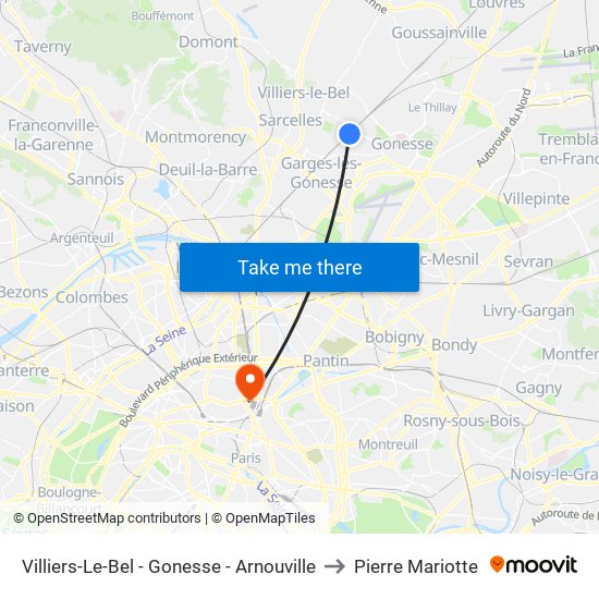 Villiers-Le-Bel - Gonesse - Arnouville to Pierre Mariotte map