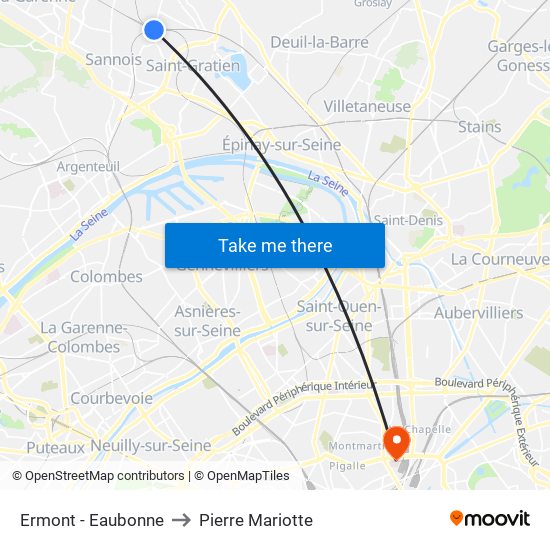 Ermont - Eaubonne to Pierre Mariotte map