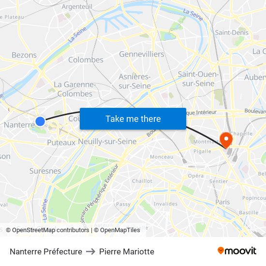 Nanterre Préfecture to Pierre Mariotte map