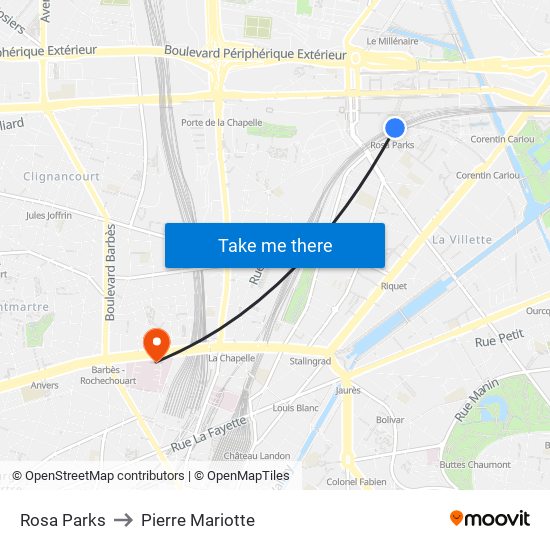 Rosa Parks to Pierre Mariotte map