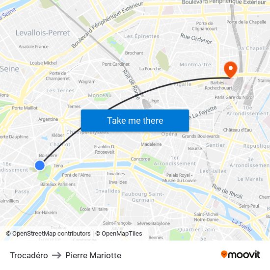 Trocadéro to Pierre Mariotte map