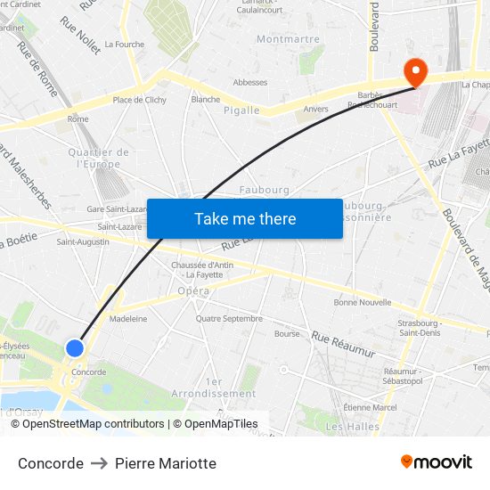 Concorde to Pierre Mariotte map