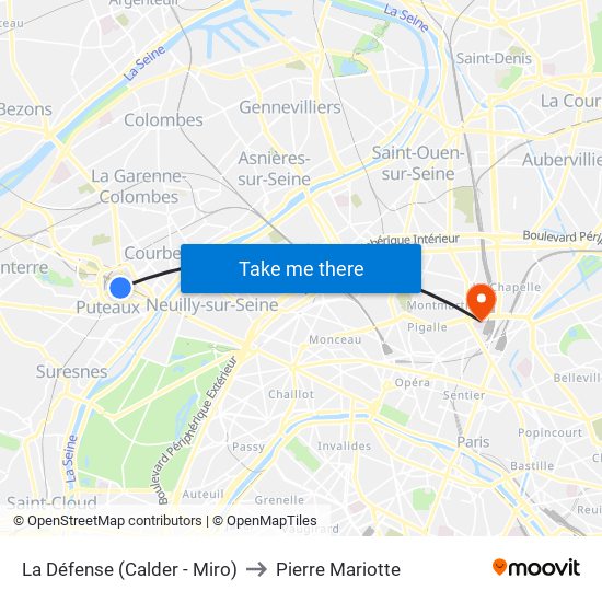 La Défense (Calder - Miro) to Pierre Mariotte map