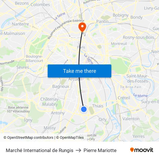Marché International de Rungis to Pierre Mariotte map