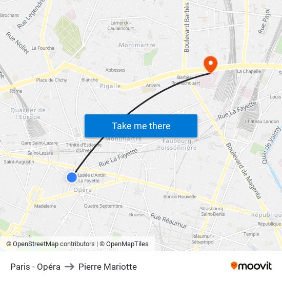 Paris - Opéra to Pierre Mariotte map