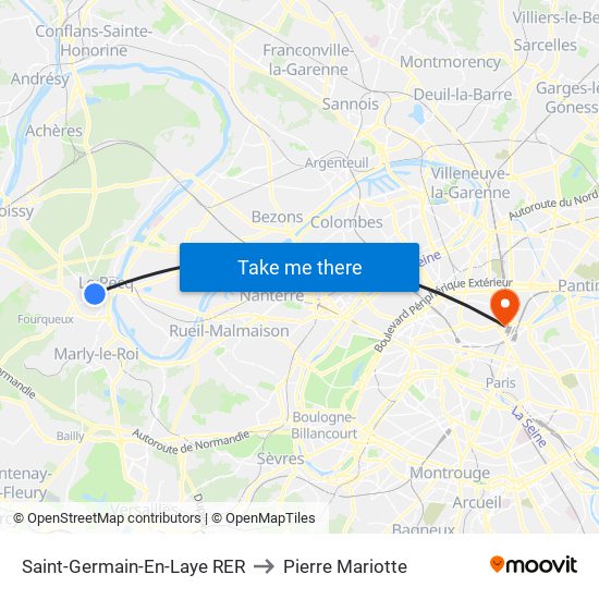 Saint-Germain-En-Laye RER to Pierre Mariotte map