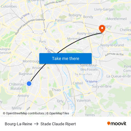 Bourg-La-Reine to Stade Claude Ripert map